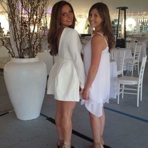 WHITE long sleeve open back dress